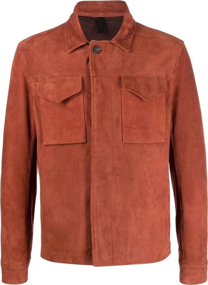Notched-Collar Leather Jacket