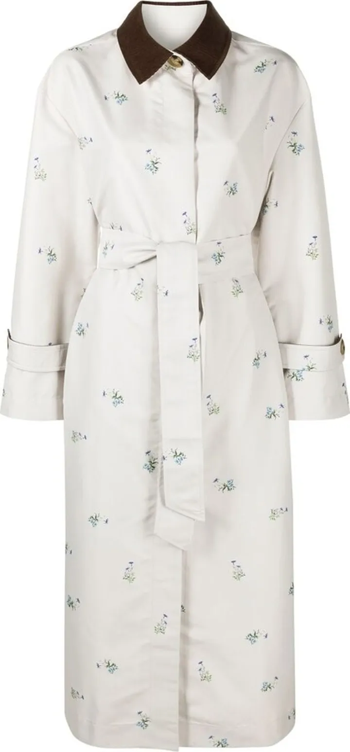 Yason floral-print trench coat