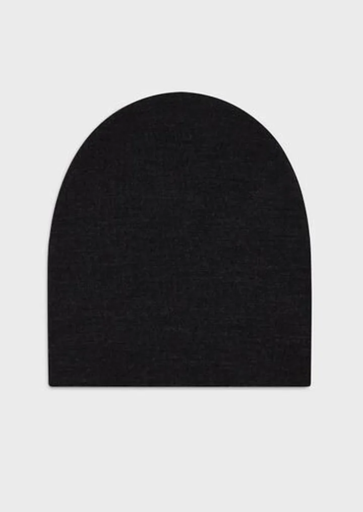 Wool-blend beanie with jacquard lettering