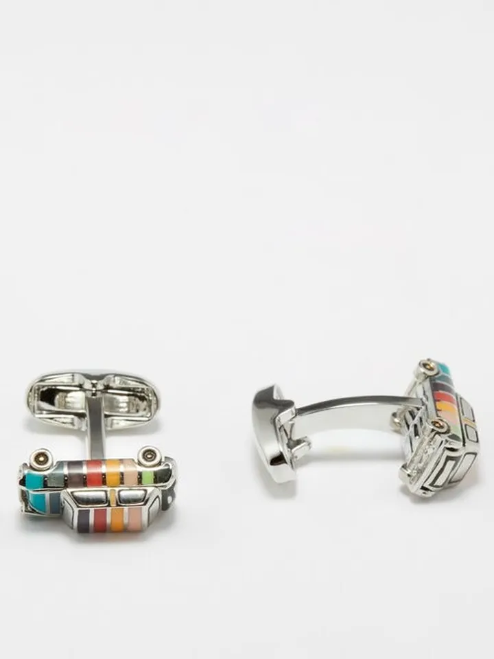 Artist-stripe Enamel & Metal Mini Car Cufflinks