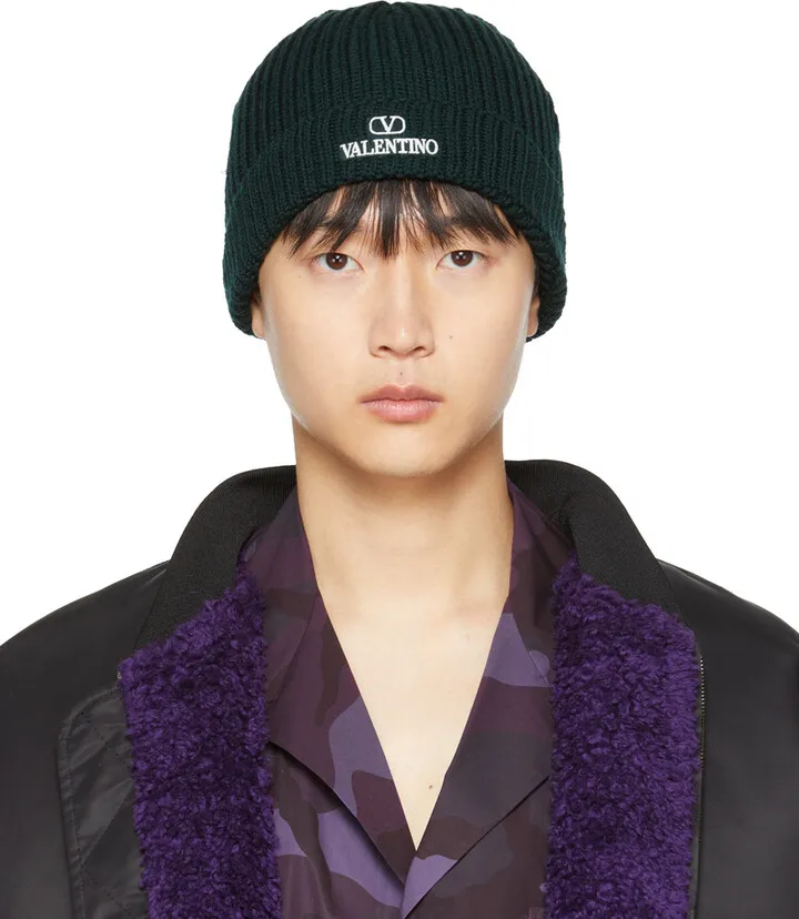 Valentino Garavani Green Logo Beanie