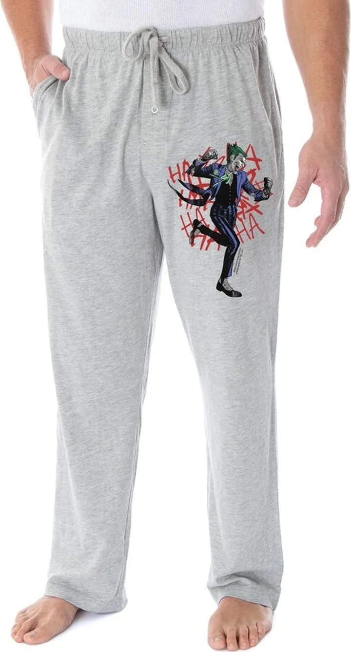 DC Comics Men's The Joker HA! HA! HA! Broken Mind Loungewear Pajama Pants (SM) Grey