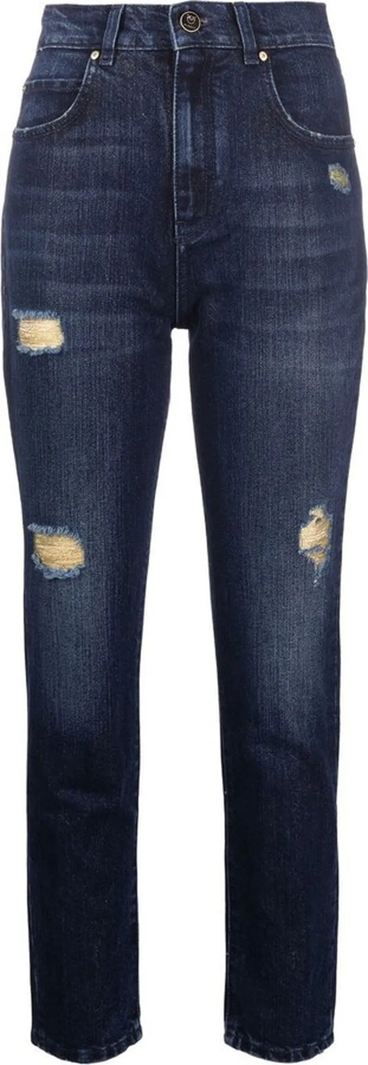 Ripped-Detail High-Waist Jeans