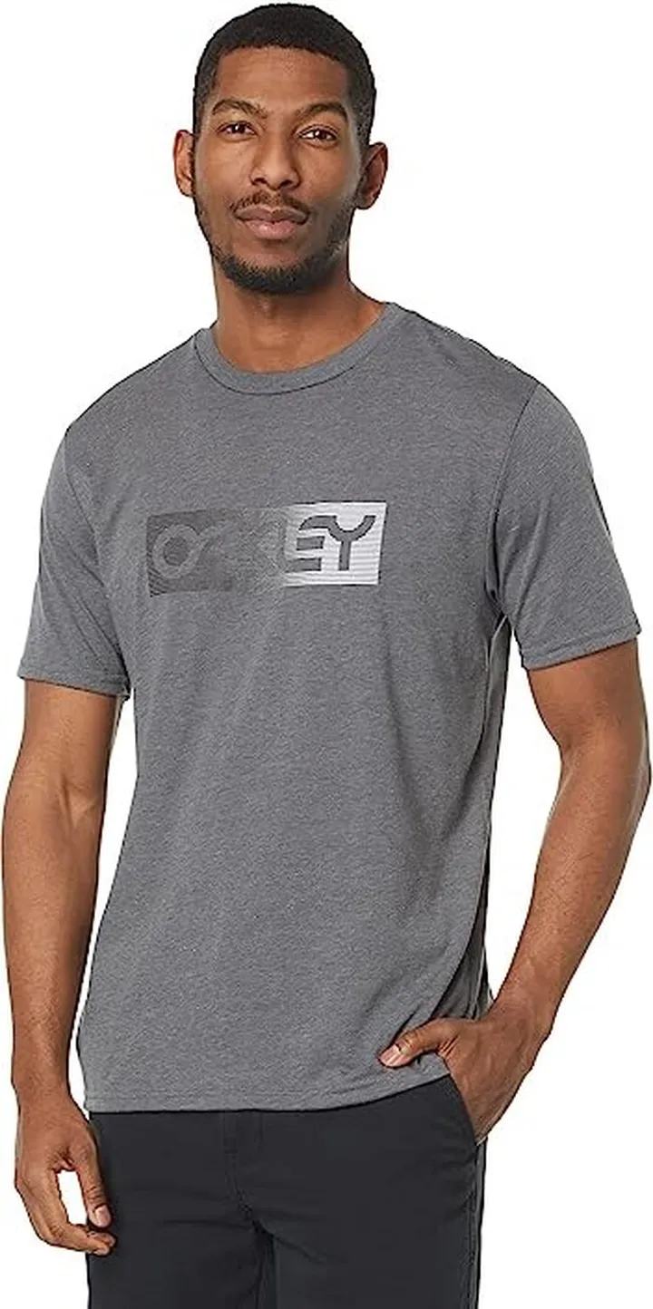 Oakley Gradient Lines B1B Short Sleeve Tee (New Athletic Grey) Men's Clothing