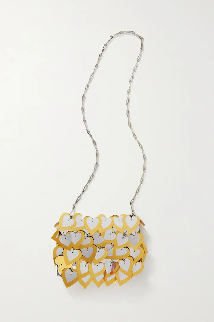 Paco Rabanne - Sparkle Nano Paillette-embellished Metallic Faux Leather Shoulder Bag - Gold