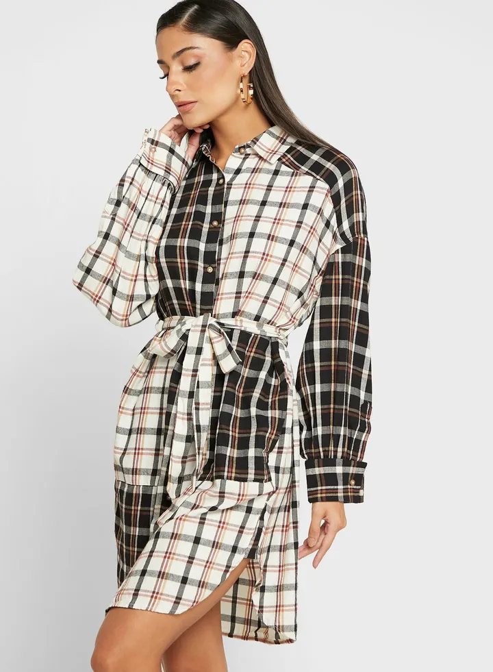 Checked Shirt Dress