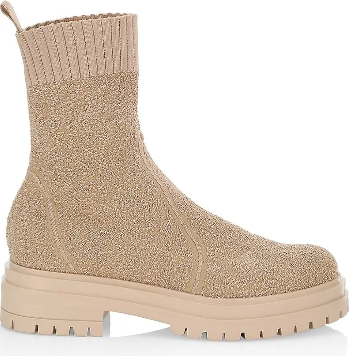 Lug-Sole Bouclé Combat Boots