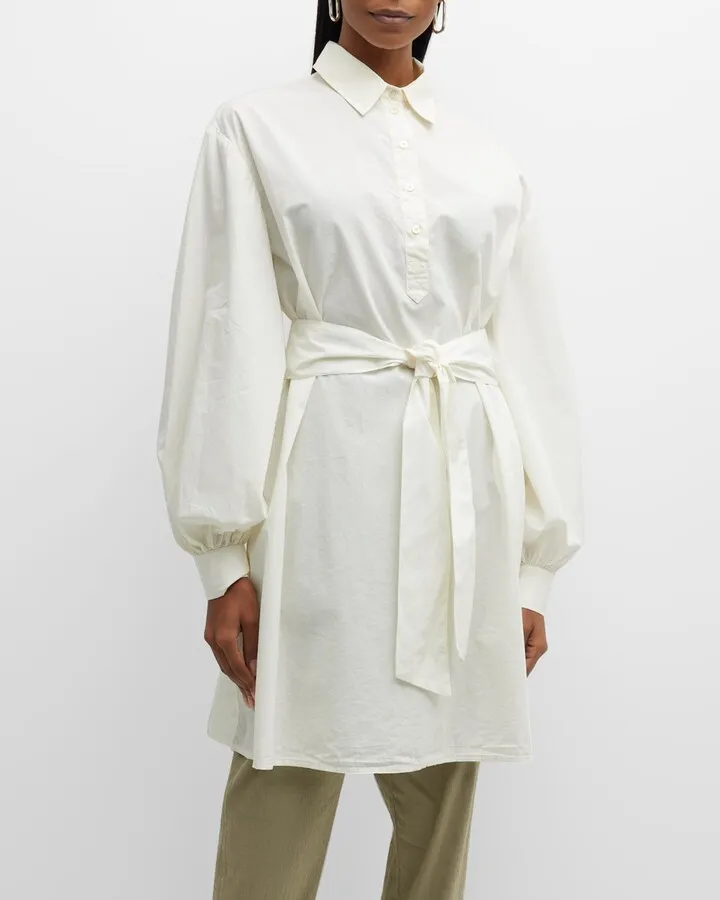 Odessa Belted Poplin Tunic Shirt