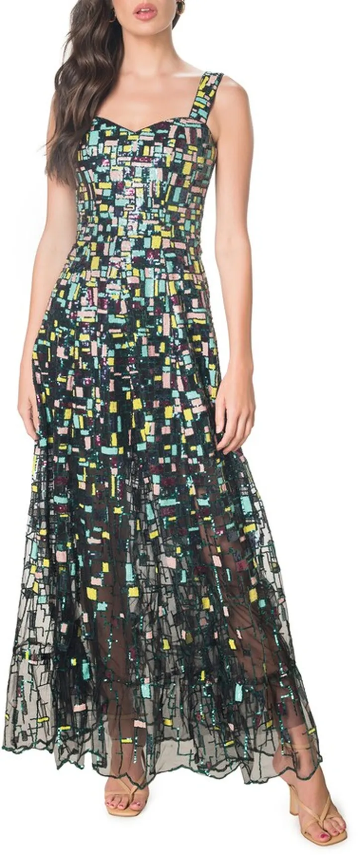 Anabel Sequin Fit & Flare Gown