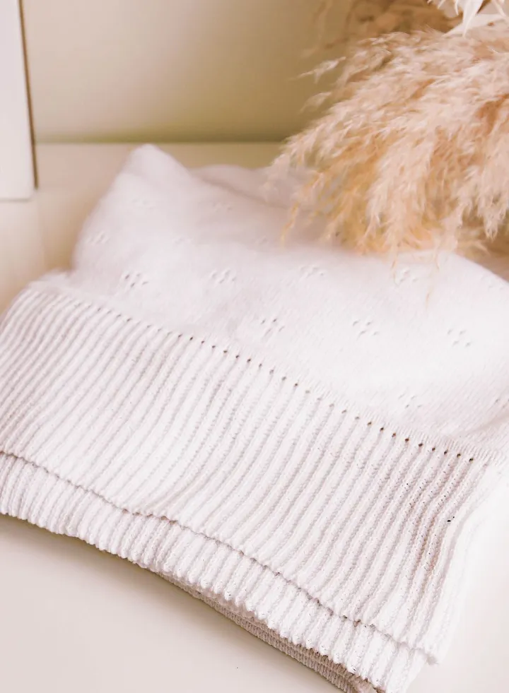 Baby Large Organic Cotton Knitted Blanket