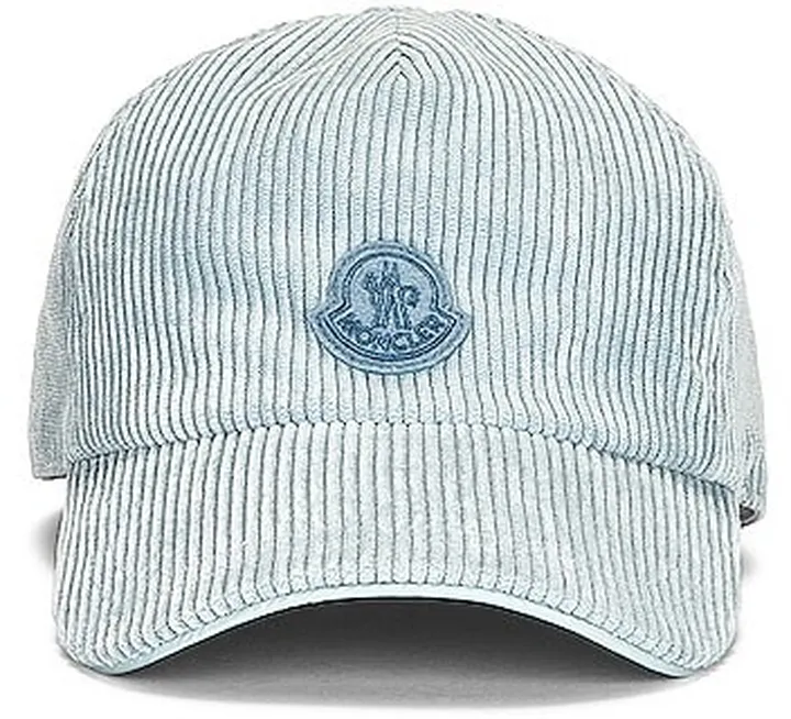 Moncler Corduroy Baseball Cap in Baby Blue