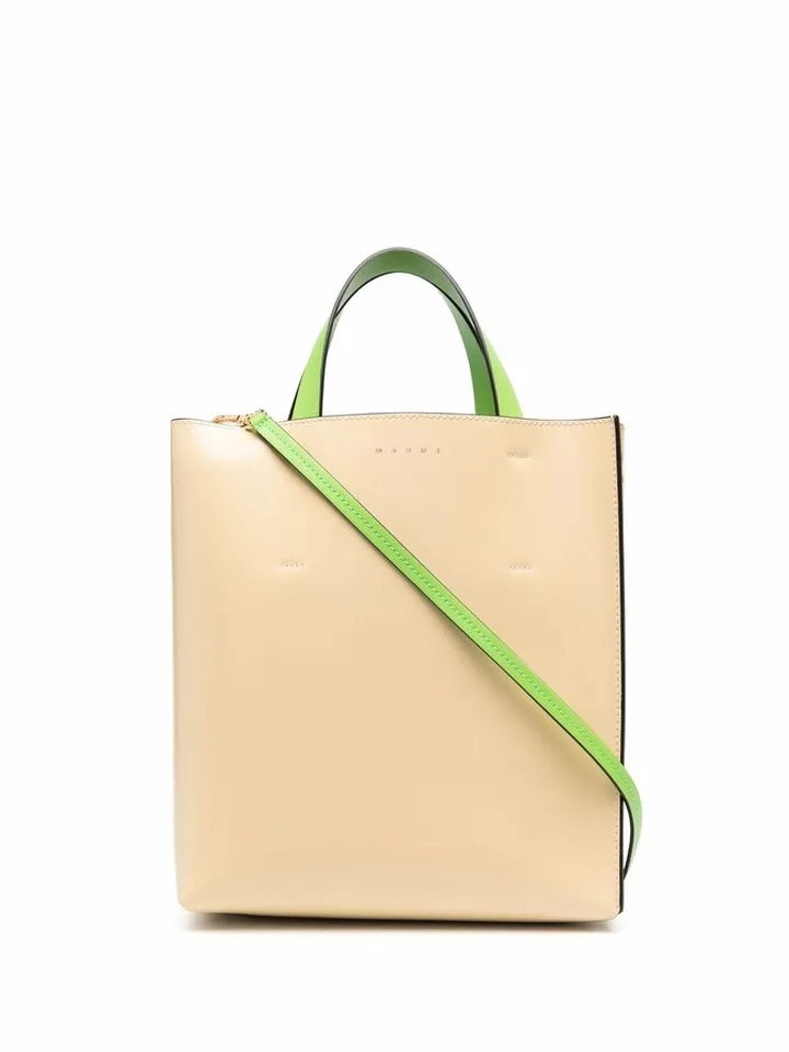 Colour-Block Leather Tote Bag