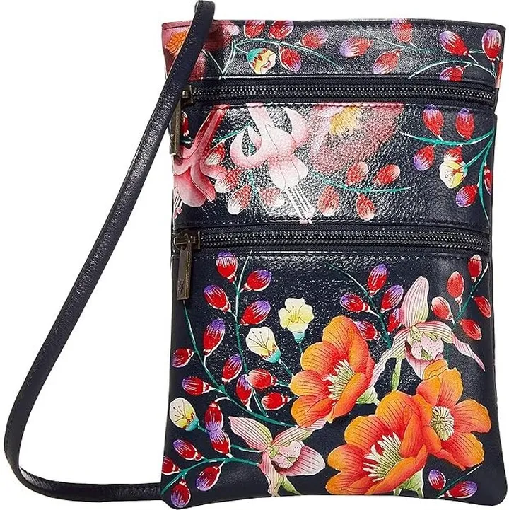 Anuschka Mini Double Zip Travel Crossbody 448 (Moonlit Meadow) Cross Body Handbags