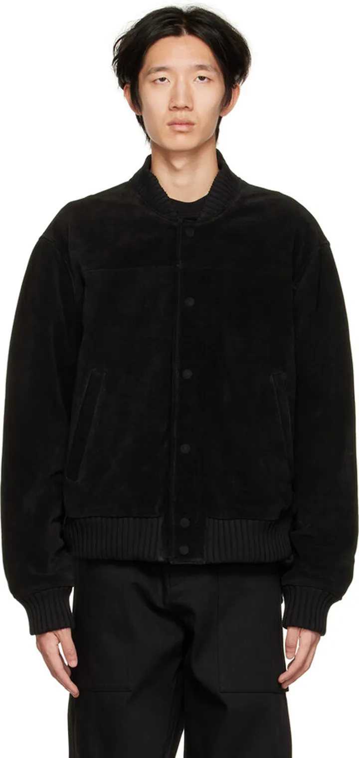 424 Black Paneled Leather Jacket
