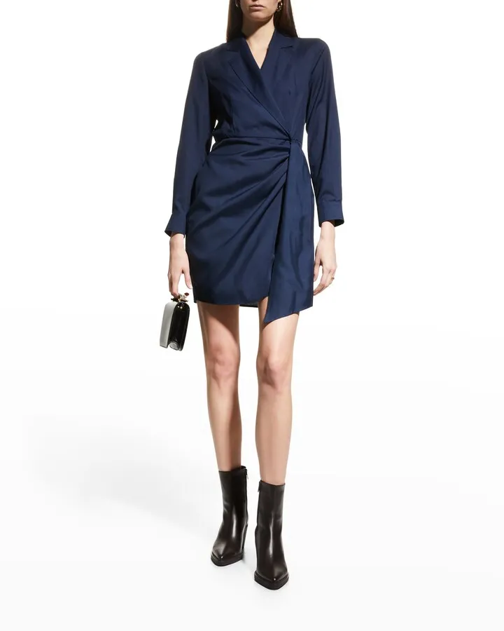 James Silk Wrap Mini Shirtdress