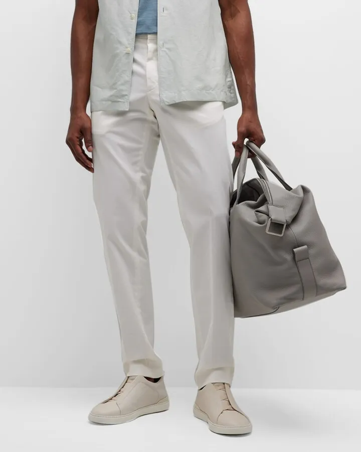 Men's Flat Front Cotton Trousers
