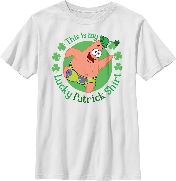 Boy's SpongeBob SquarePants St. Patrick's Day This is my Lucky Patrick Shirt T-Shirt - White - Small