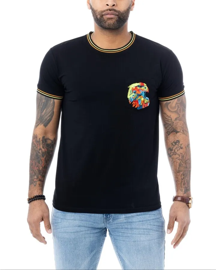 X-Ray Men's Eagle Embroidered Pocket Crewneck T-shirt