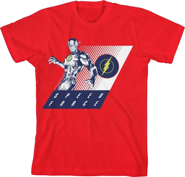 Flash Silhouette Art with Speed Force Youth Boy’s Red T-Shirt-XS