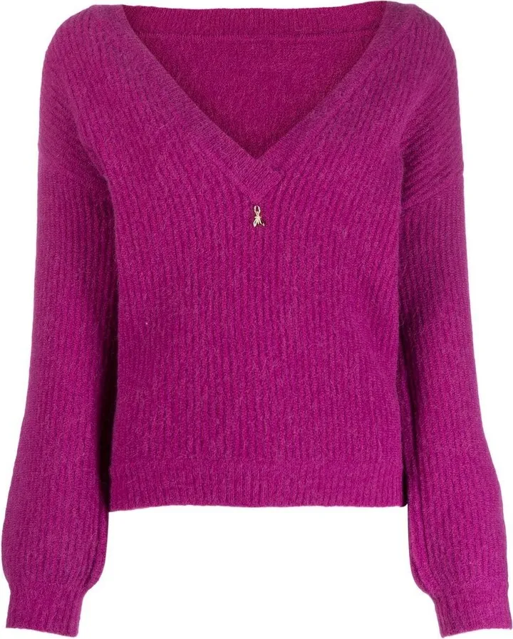 long-sleeve V-neck jumper