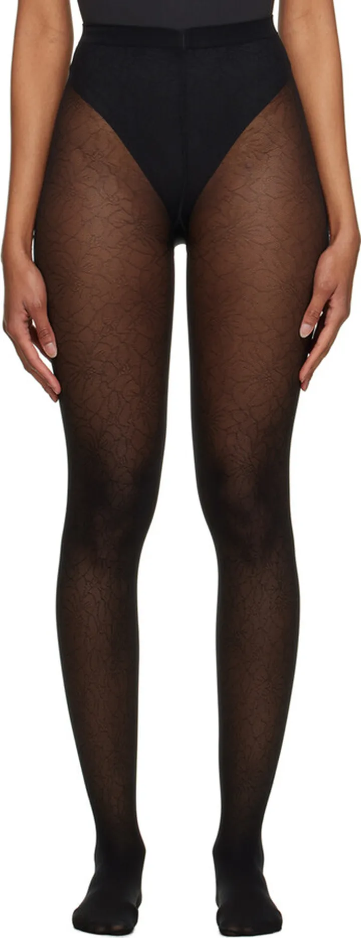 Wolford Black Floral Tights