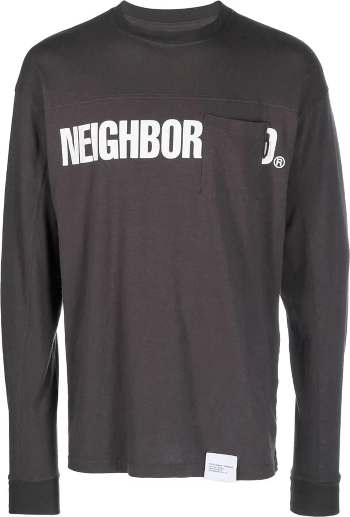 Grey Cotton Long-Sleeved Cotton T-Shirt