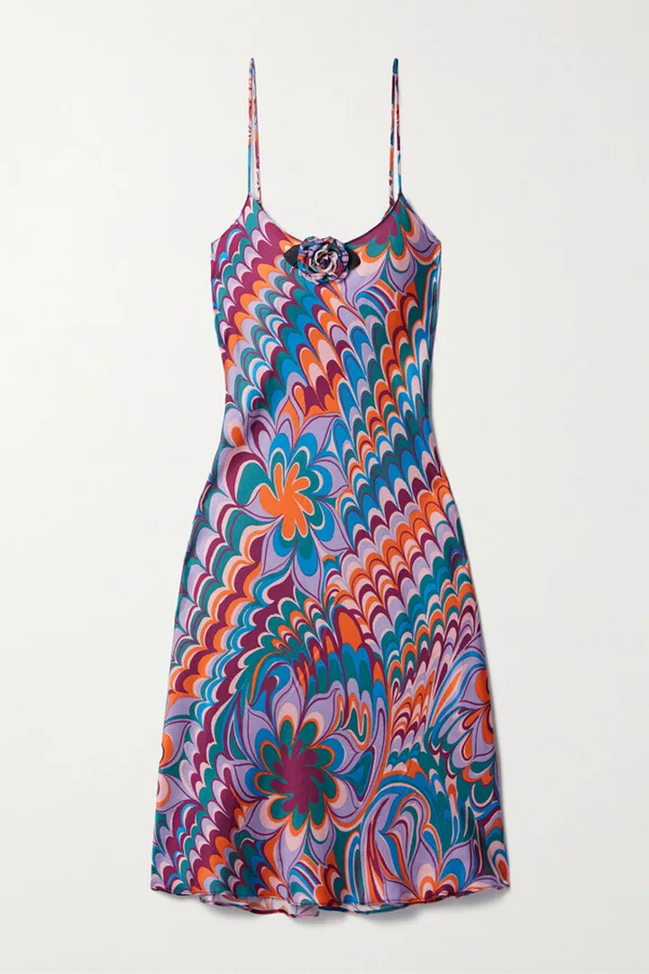 Rodarte - Embellished Printed Woven Dress - Blue