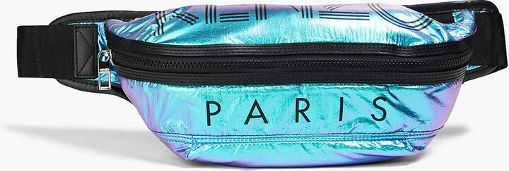 Printed iridescent shell belt bag