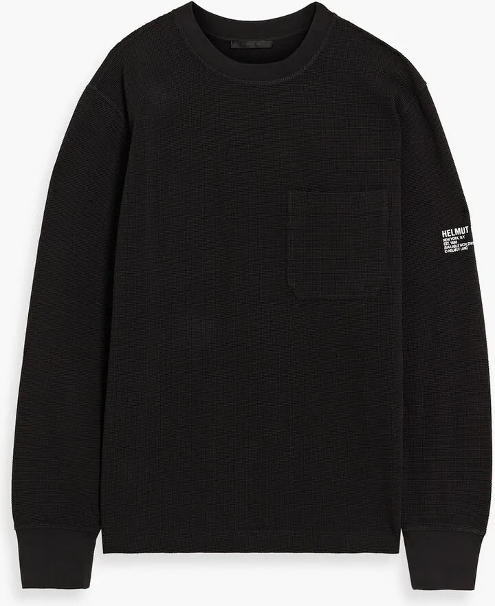Printed waffle-knit cotton-blend T-shirt