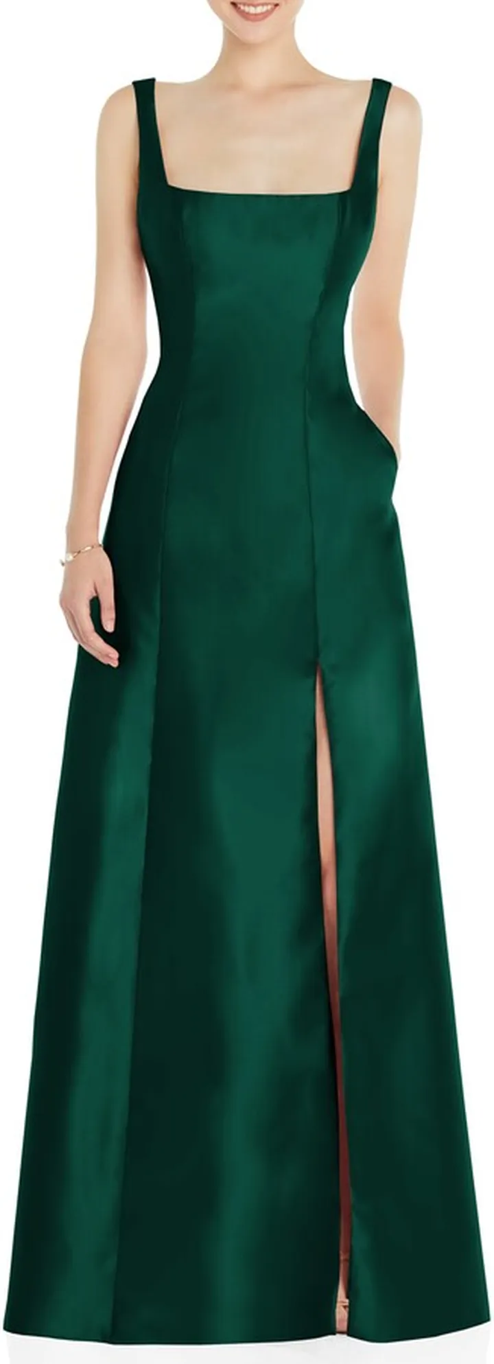 Square Neck Satin A-Line Gown
