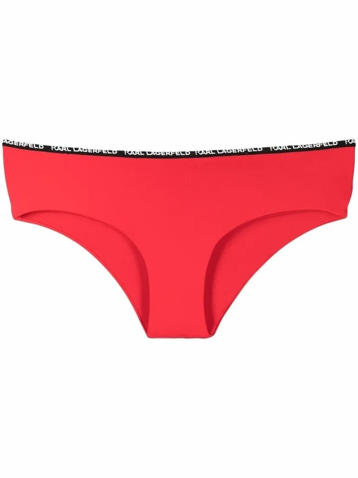 Logo Tape-Trimmed Bikini Bottoms