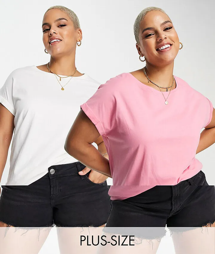 Simply be 2 pack boyfriend t-shirts in pink and white