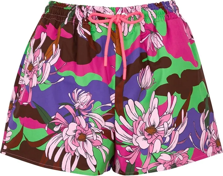 Moncler Floral-print Cotton Shorts