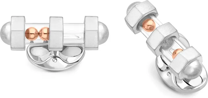 Deakin & Francis - Deakin & Francis Sterling Silver Fuse Cufflinks With Glass Bar