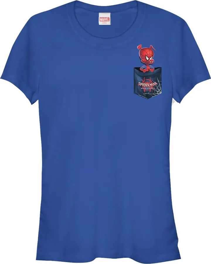 Junior's Marvel Spider-Man: Into the Spider-Verse Spider-Ham Pocket T-Shirt - Royal Blue - Small