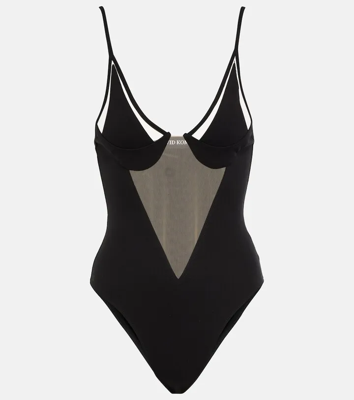 Mesh-paneled bodysuit
