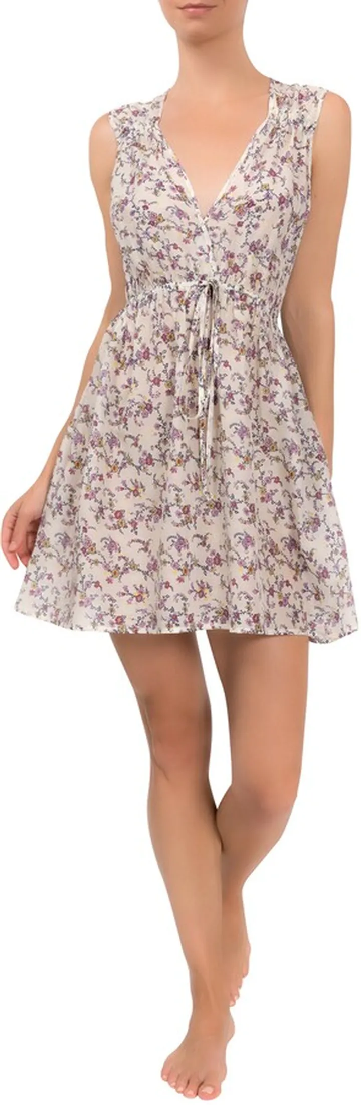 Dawn Floral Print Cotton & Silk Nightgown