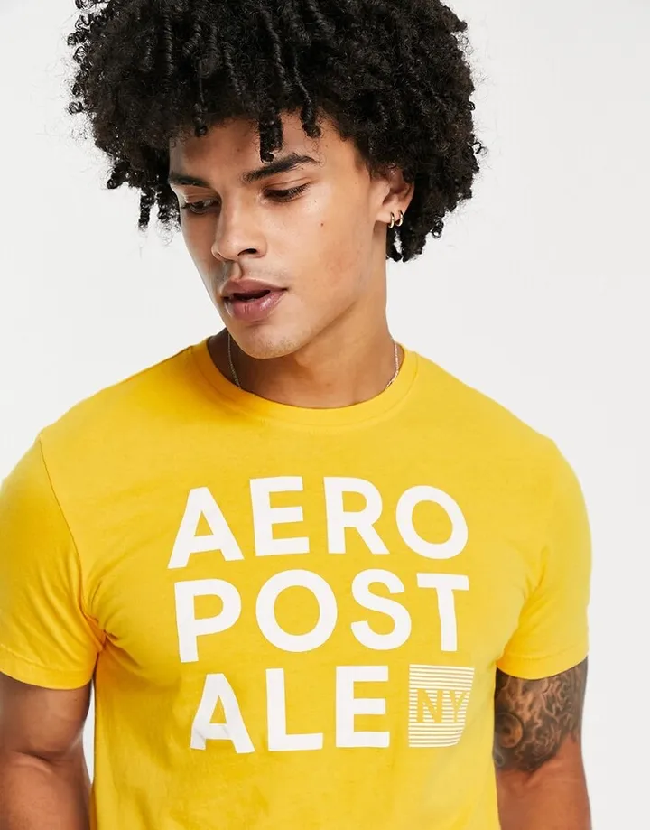 Aeropostale printed T-shirt in orange