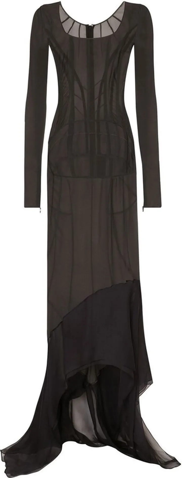 KIM DOLCE&GABBANA asymmetric sheer floor-length dress