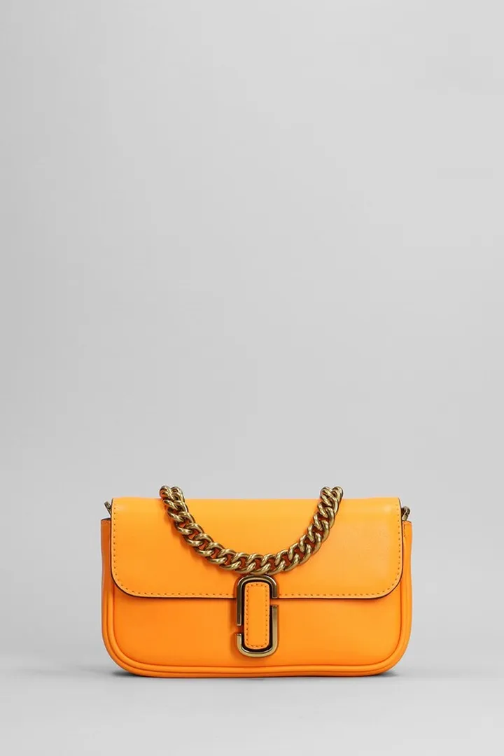 The Mini Shoulder Shoulder Bag In Orange Leather