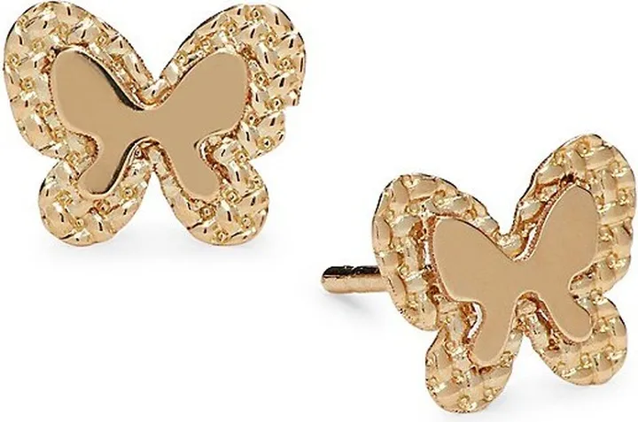 14K Yellow Gold Butterfly Stud Earrings