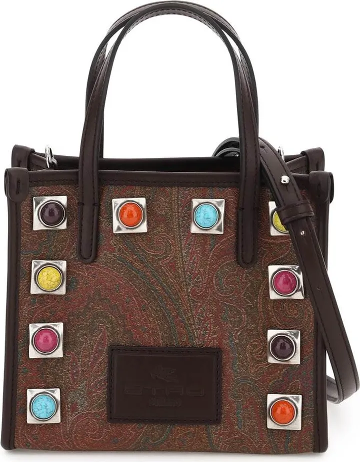 Paisley Handbag With Studs & Stones