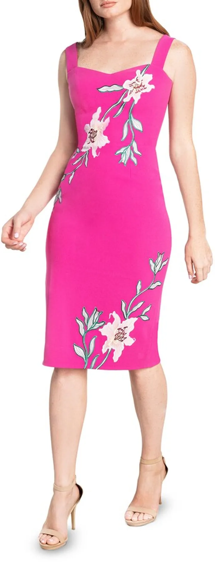Nicole Floral Sweetheart Neck Cocktail Dress