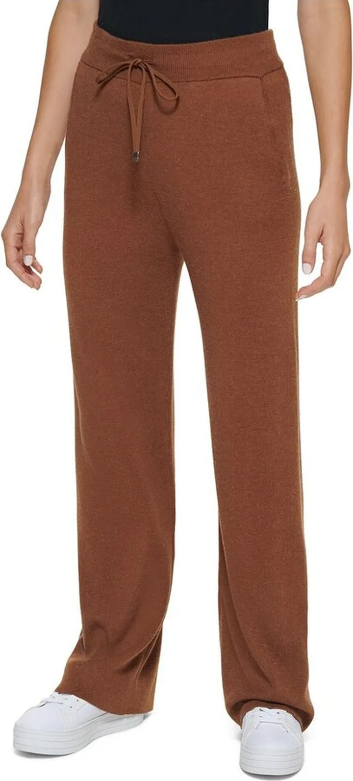 Womens Ribbed Knit Straight Leg Pants