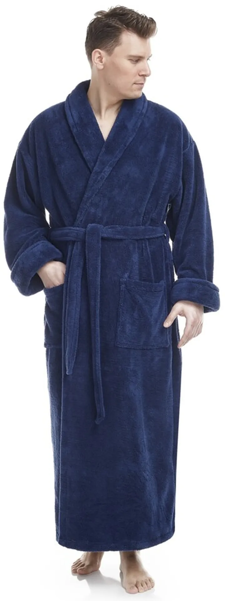 Men's Shawl Collar Full Ankle Length Fleece Bathrobe Bedding