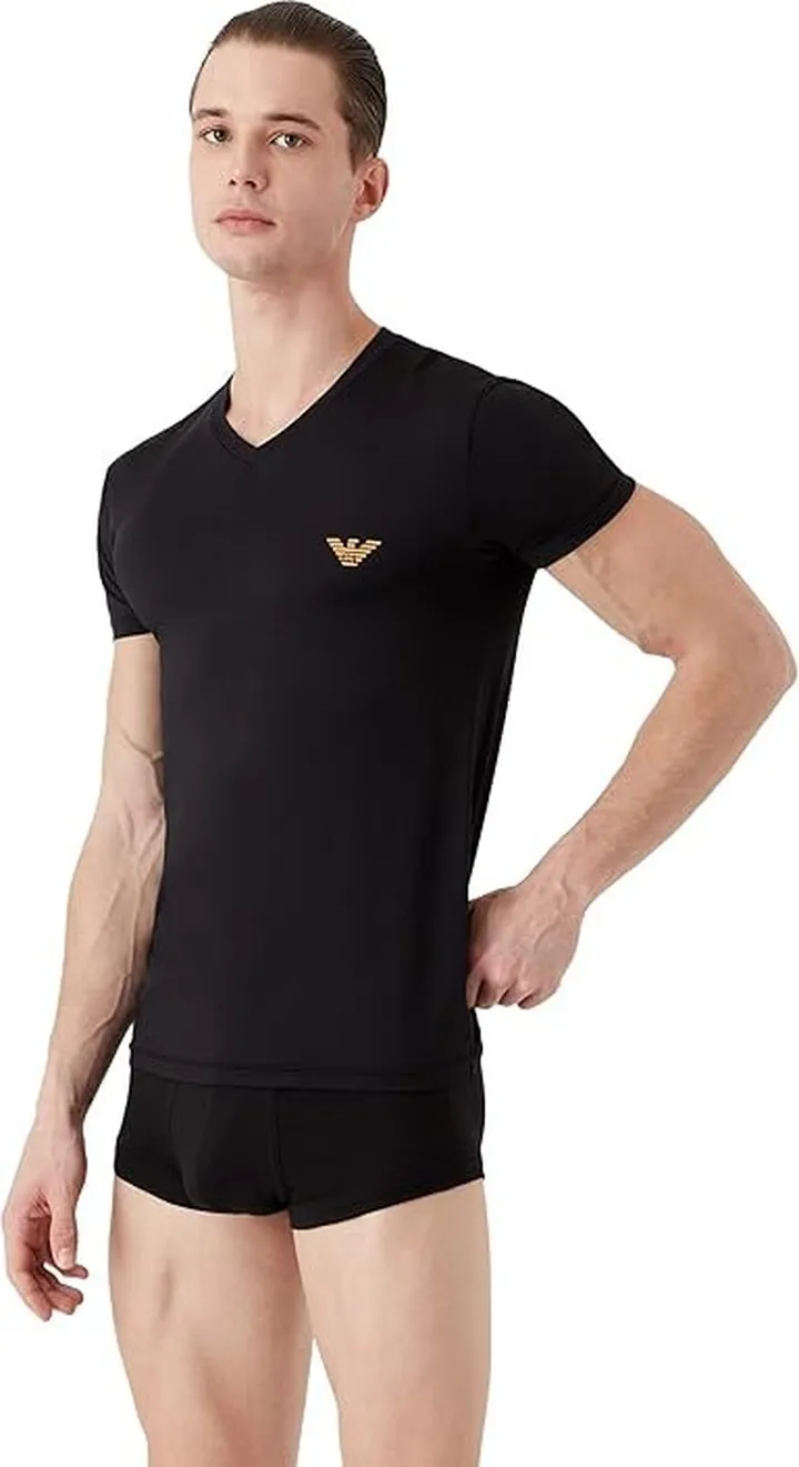 Emporio Armani Essential Microfiber T-Shirt (Black) Men's Clothing