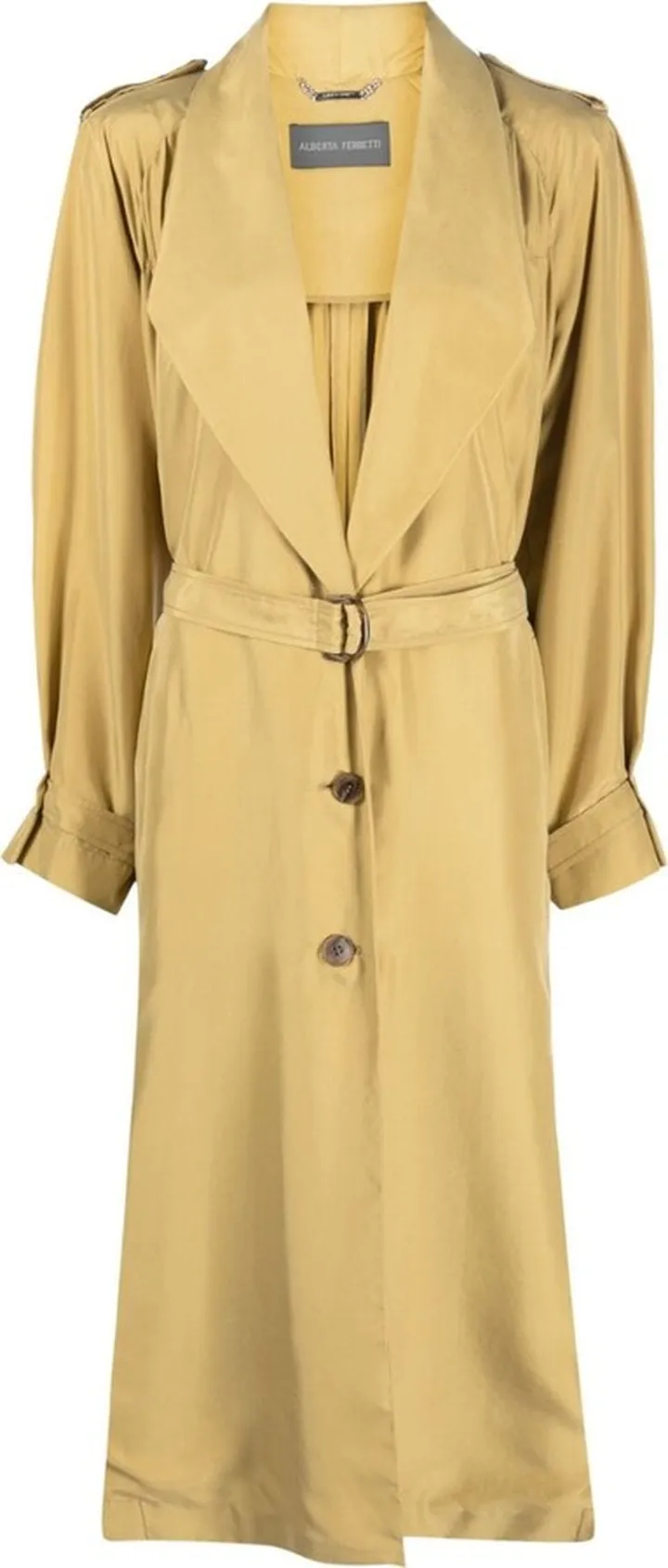 Shawl-Lapels Silk Trench Coat