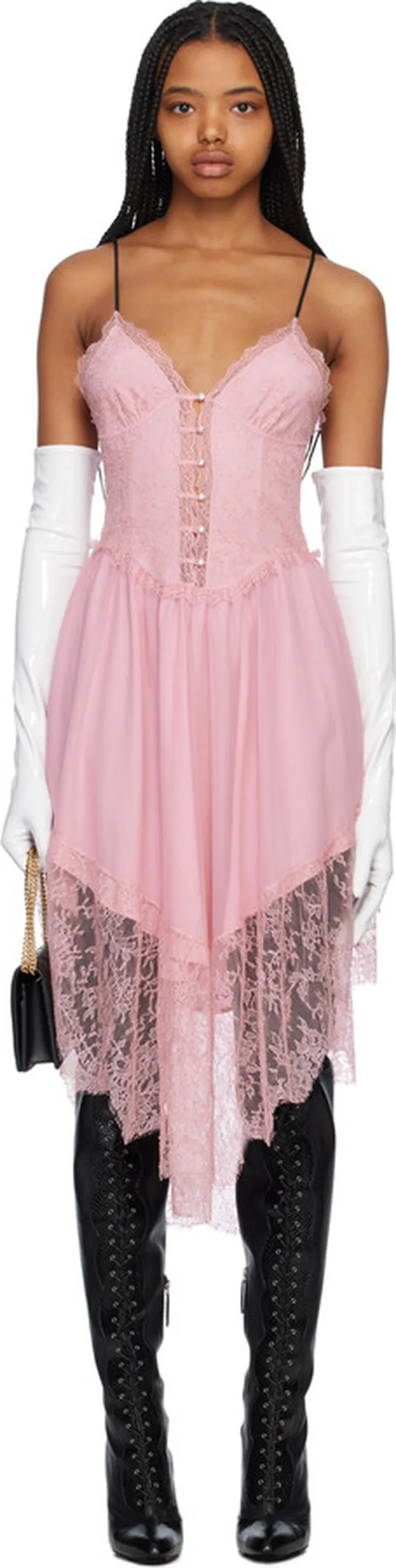 Gucci Pink V-Neck Midi Dress