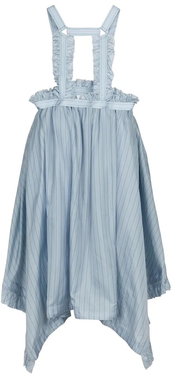 Striped ruffled midi dress