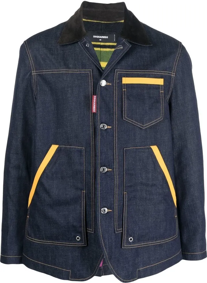 Corduroy-Collar Denim Jacket